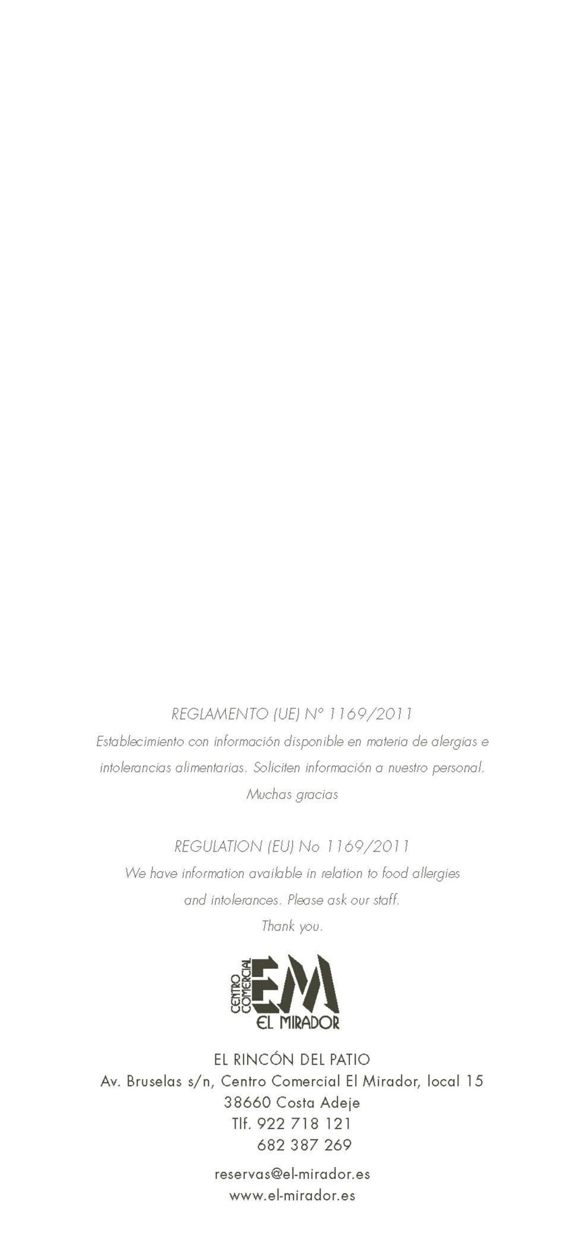 carta el rincón del patio